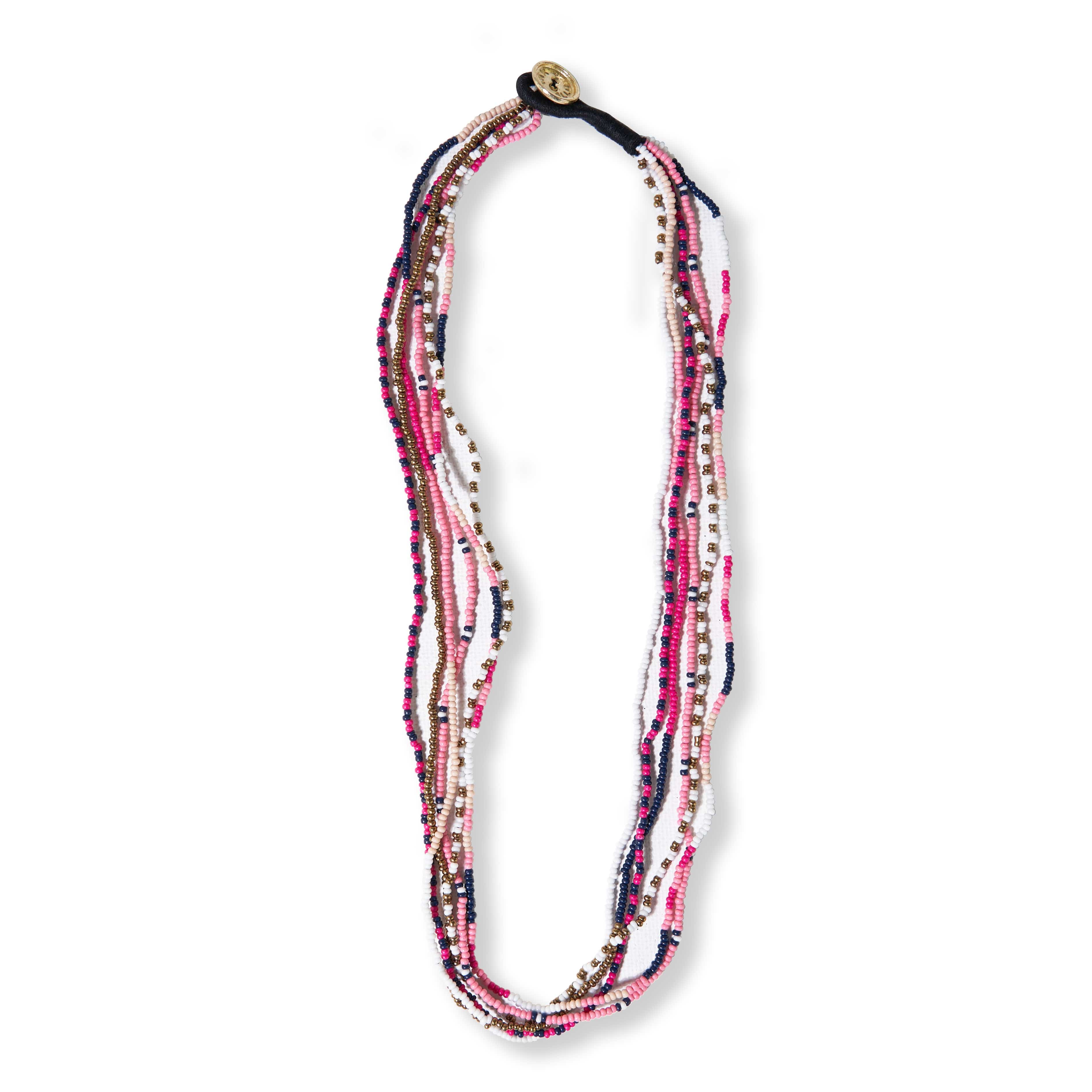 The Golden Eye: Pink Tourmaline Barrel Bead Necklace